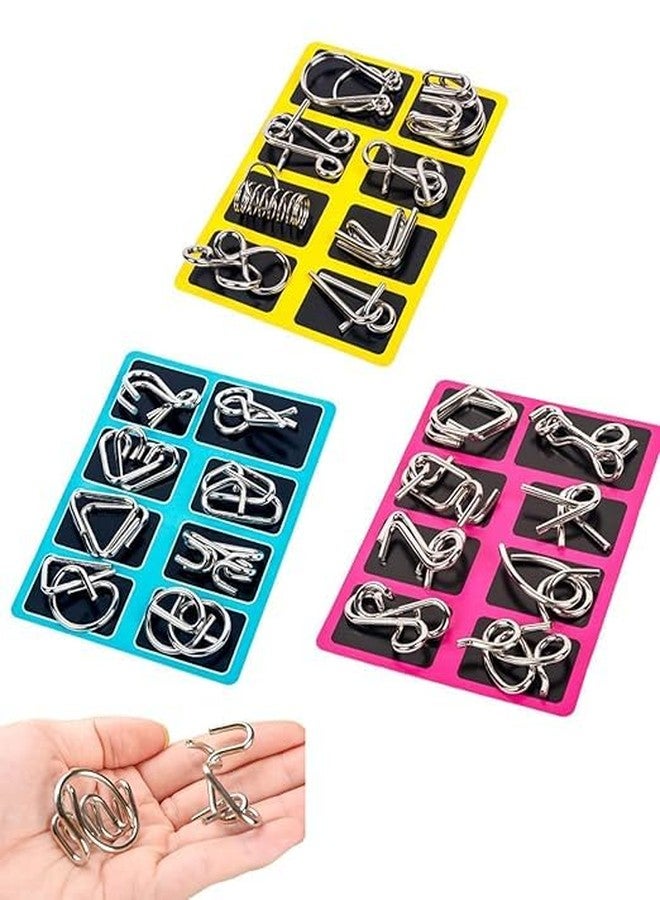 ERITIN 24 PCS Metal Puzzle Set, Brain Teaser Puzzles for Adults and Kids, Educational IQ Training Toys, Stress Relief Fidget Games, Perfect for Family Activities and Party Favors - Image 1